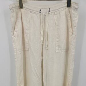 Sitwell Linen Joggers Pants Cream Ivory Pockets Womens Large | T278